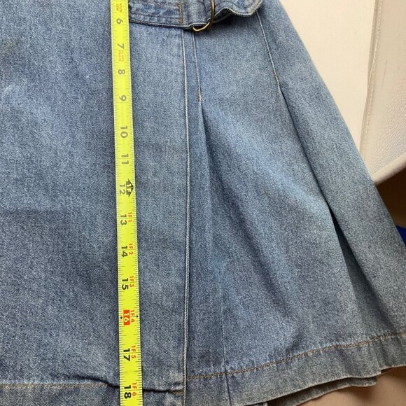 VTG Y2K My Weekend Clothes Pleated Mini Denim Wrap Skirt Buckle Grunge - Picture 5 of 12